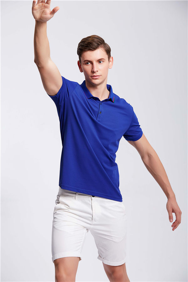 冰离子丝光棉蓝色T恤