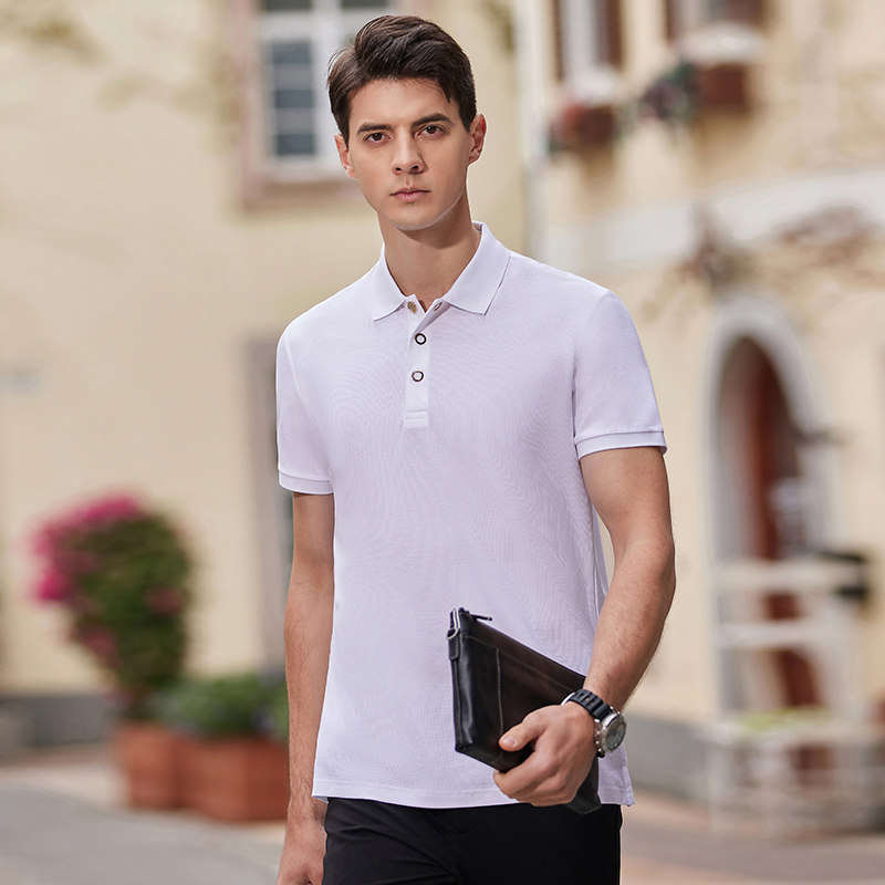 长绒丝光棉翻领T