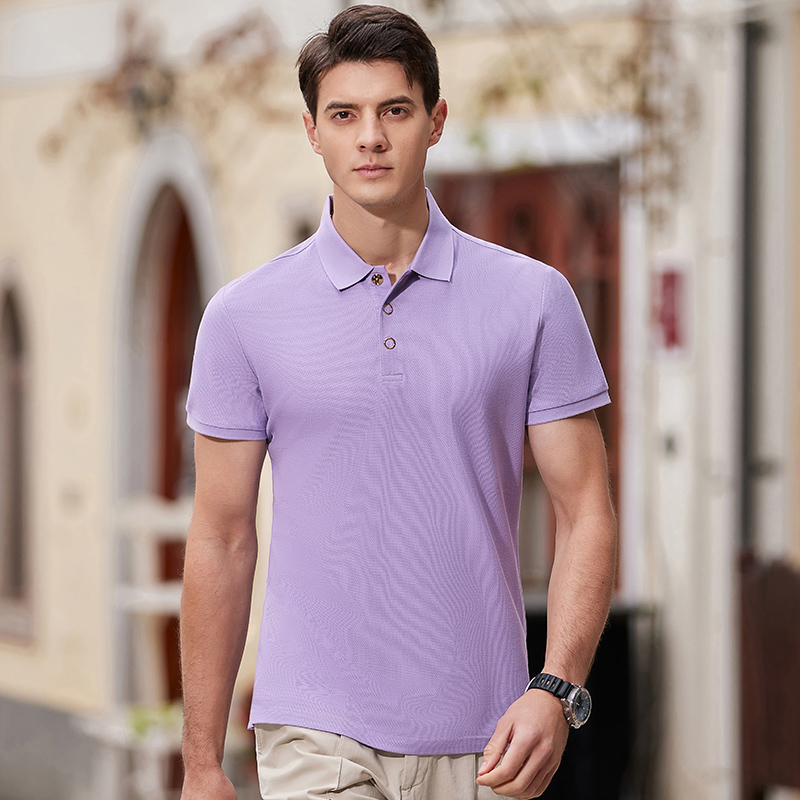 长绒丝光棉翻领T