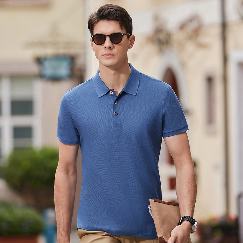 长绒丝光棉翻领T