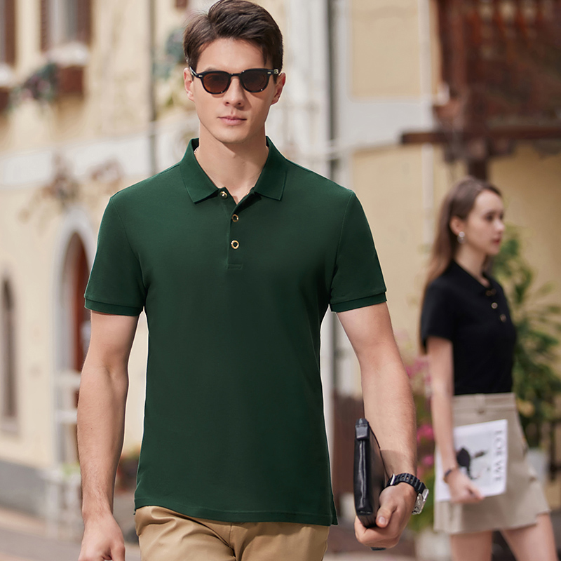 长绒丝光棉翻领T