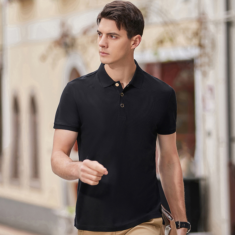 长绒丝光棉翻领T