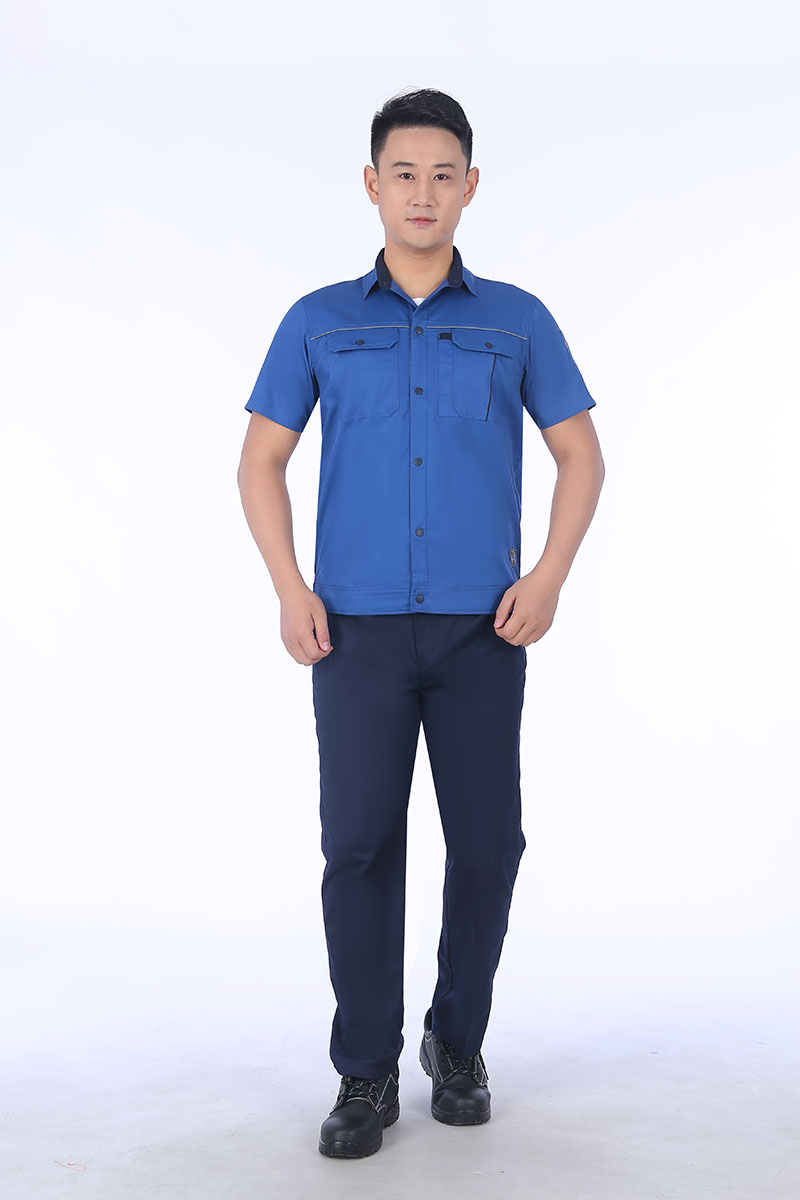 短袖工作服孔蓝正