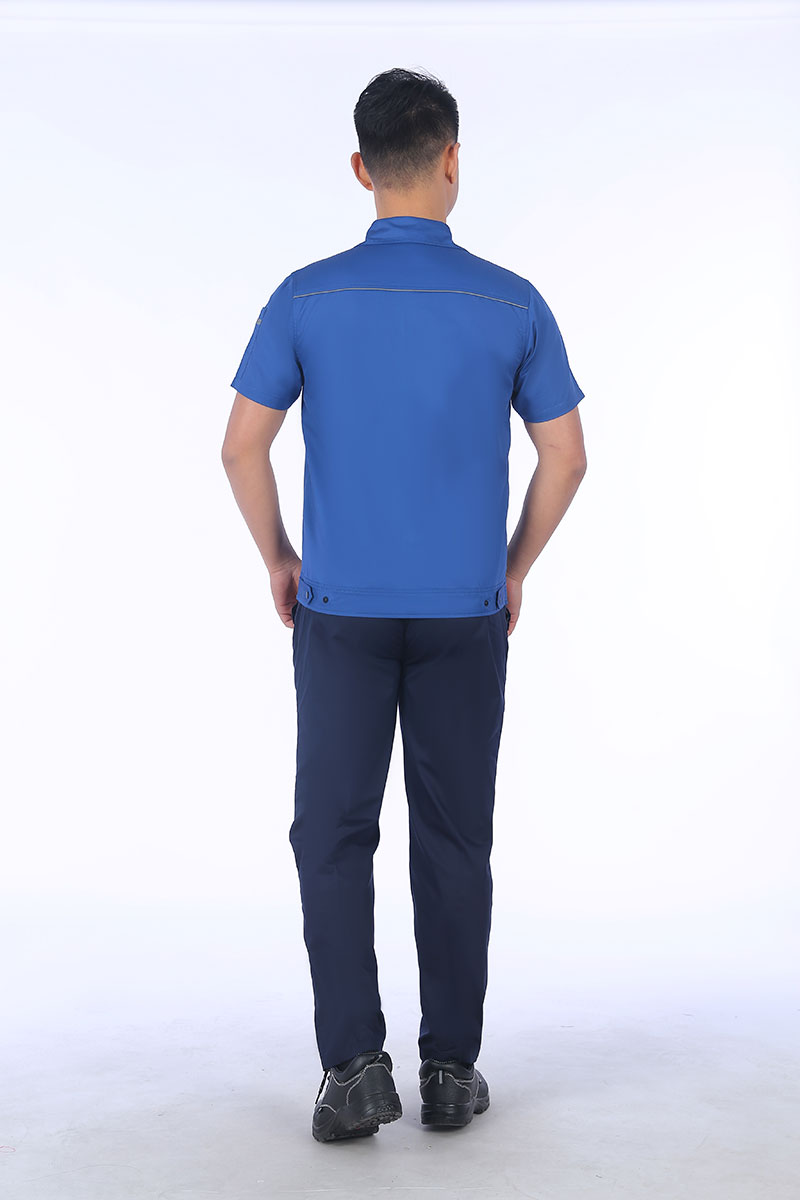 短袖工作服孔蓝背