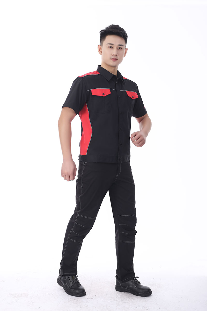 防撕裂工作服黑色红