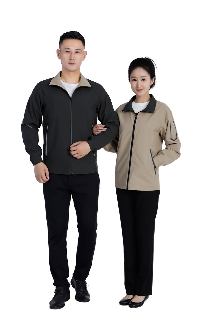 双面夹克工作服墨绿卡其